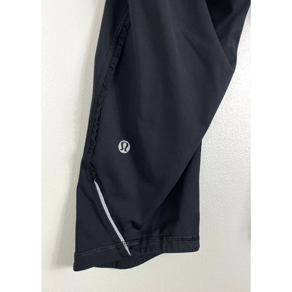 Lululemon Run Fast Free Crop Black Legging Ruffle Reflective Power Luxtreme Sz 8 - Picture 8 of 12